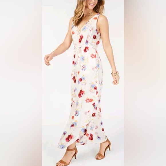 Lucky Brand Floral Maxi Dress - Cream and Red - Picture 1 of 9